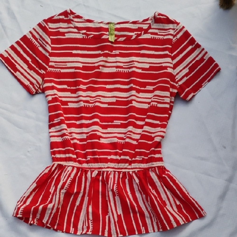 Red and White Striped Women's Top